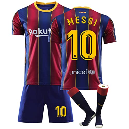 Barcelona Trikot Kinder Barcelona Trainingsanzug Barca Trikot Nr.10 Stripe Trikot Set Fussball Trikot Kinder Erwachsene Sporttraining T-Shirts Shorts Und Socke FußBall Trikot FüR Jungen Herren von NileMAll