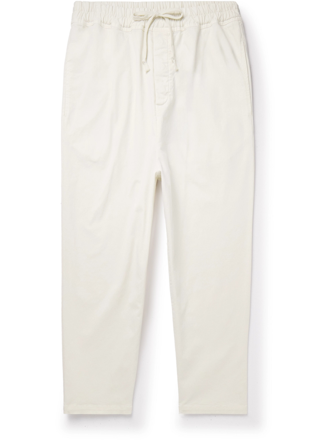 Nili Lotan - Walker Tapered Cropped Brushed Cotton-Blend Twill Drawstring Trousers - Men - Neutrals - M von Nili Lotan