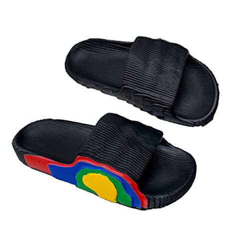 Nilioyul 1 paar Frauen Männer Rutschen Tragbare Picknick Casual Stil Offene spitze Strand Walking Slipper Outdoor Flache Ferse Sandalen, Schwarz, Größe 29 30 von Nilioyul