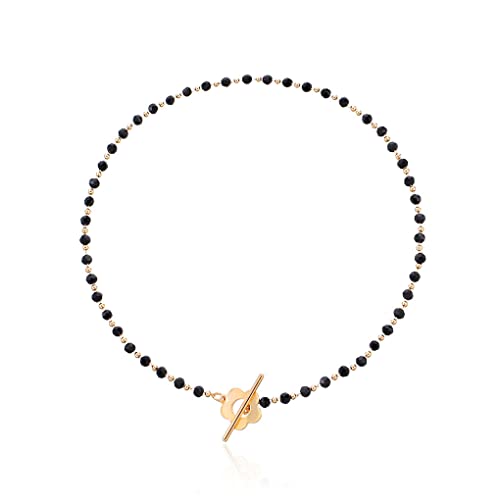 Nilioyul Kristallglas Perlenkette, Choker Halsketten, klassischer Anhänger, tragbare Kragen Halskette, niedlicher Geburtstag, exquisites Aussehen, Gold von Nilioyul