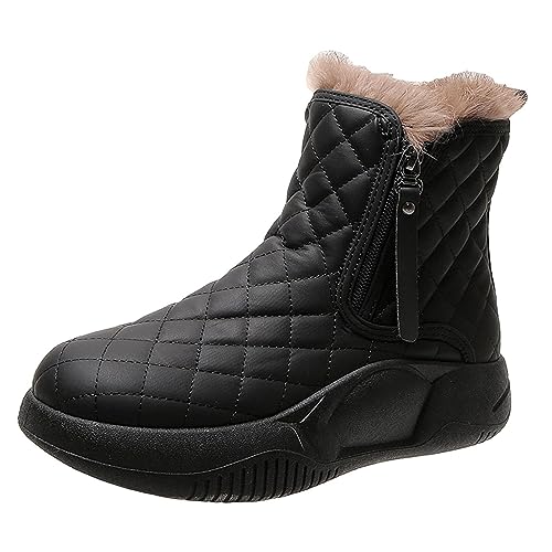 Nilioyul Schicke Winter Schneestiefel, kuschelig gefütterte kurze Stiefel für Trekking Wanderer im Winter, Schwarz, 35 Yard von Nilioyul