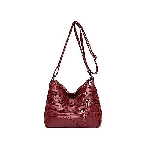 Nilioyul Stilvolle Designer Handtaschen – leichte und bequeme Tragetasche für erwachsene Frauen, PU Umhängetaschen für Damen, Messenger Tasche, Rot, 1 von Nilioyul