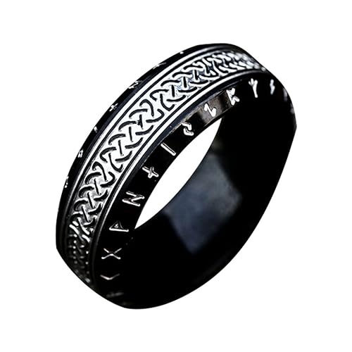 Nilioyul Vintage Stahlring Geschenk für Männer und Frauen Einzigartiger Stil Metall für Unisex Ring für Männer Geschenke für Freunde Ringe, Alles schwarz, neun von Nilioyul