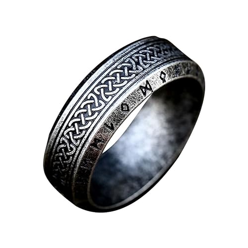 Nilioyul Vintage Stahlring Geschenk für Männer und Frauen Einzigartiger Stil Metall für Unisex Ring für Männer Geschenke für Freunde Ringe, Antikes Silber, acht von Nilioyul