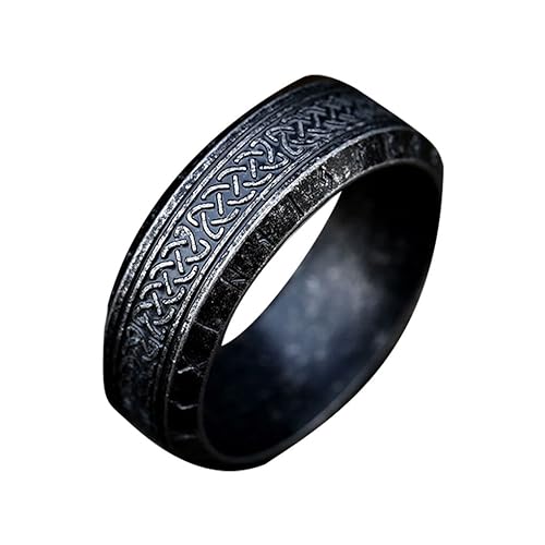Nilioyul Vintage Stahlring Geschenk für Männer und Frauen Einzigartiger Stil Metall für Unisex Ring für Männer Geschenke für Freunde Ringe, Antikschwarz, elf von Nilioyul
