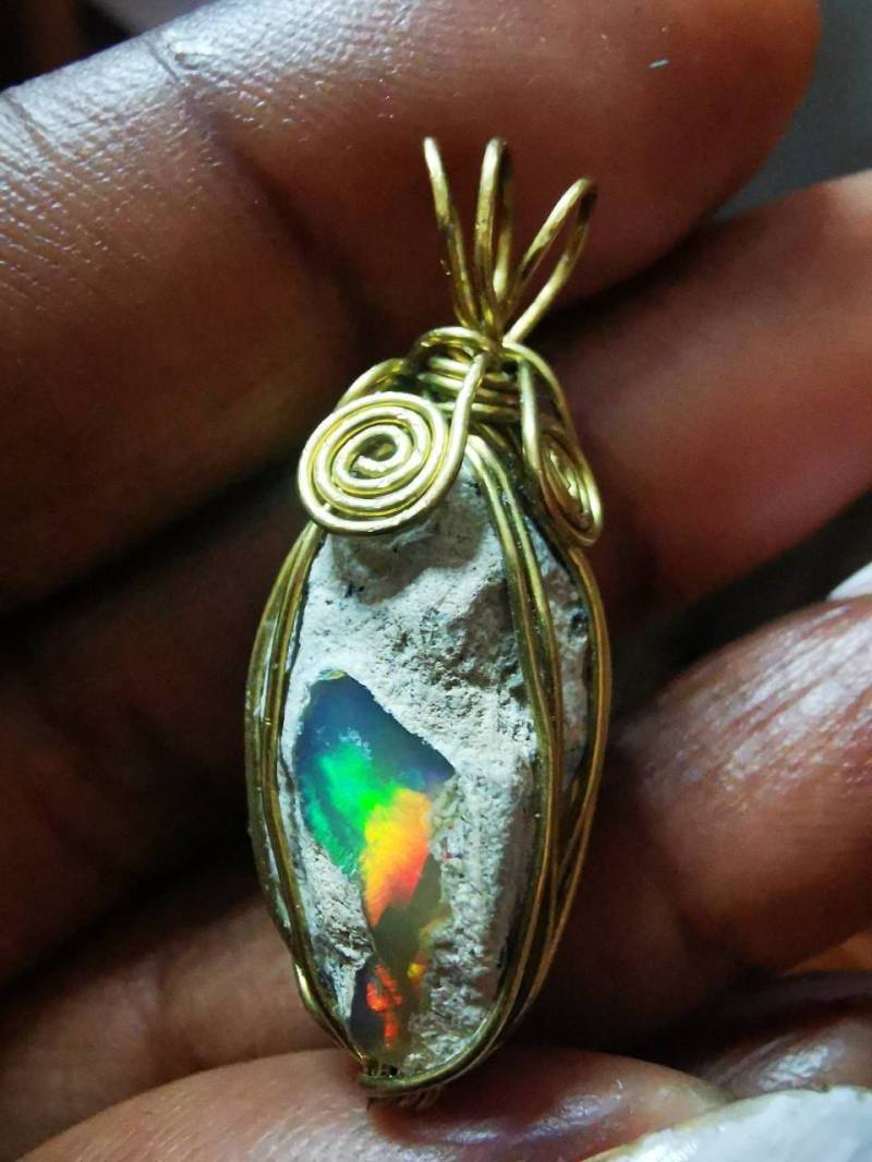 Äthiopien Multicolour Wello Opal Anhänger, Unikat Nr18 von Nilquelle