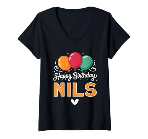 Damen Alles Gute zum Geburtstag Spruch Nils T-Shirt mit V-Ausschnitt Damen Alles Gute zum Geburtstag Spruch Nils T-Shirt mit V-Ausschnitt von Nils Name Spruch für Geburtstag