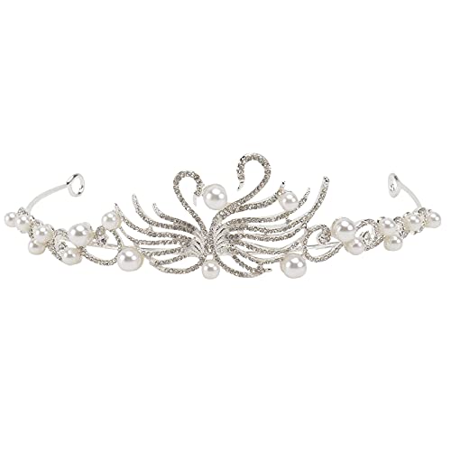 Braut Tiara mit Perle & Zirkon Schwan Design Prinzessin Stil Ideal für Hochzeit Braut Looks Braut Tiara Elegant Schwan geformt von Niltracy