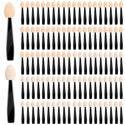 Einweg-Lidschatten-Applikatoren, Mini-Lidschattenpinsel, tragbare Reiseschwamm-Applikatoren, Mehrzweck-Lippen, Augen-Make-up-Pinsel für Frauen und Mädchen, Weiß, 100 Stück von Niltracy