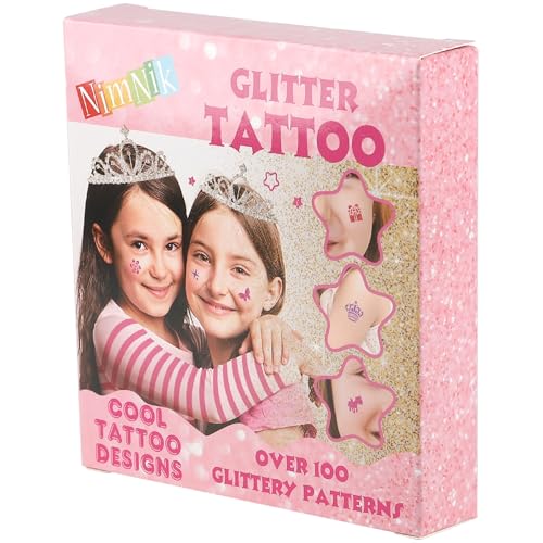 Glitzer Tattoo Set für Kinder – Temporäre & Wasserfeste Tattoos | Sicher & Ungiftig | Perfekt für Geburtstag & Party | 12 Farben, 100 Schablonen, 5 Pinsel & 2 Hautfreundliche Kleber Glitzer Tattoo Set für Kinder – Temporäre & Wasserfeste Tattoos | Sicher & Ungiftig | Perfekt für Geburtstag & Party | 12 Farben, 100 Schablonen, 5 Pinsel & 2 Hautfreundliche Kleber von NimNik
