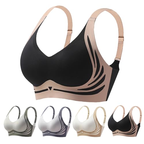 Nimedala Super Gather Bra, Wireless Push Up Bra,Super Geraffter BH,Drahtloser Push-up-BH (Black,L) von Nimedala