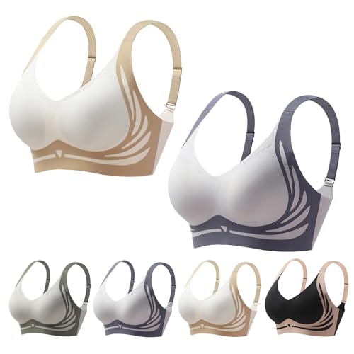 Nimedala Super Gather Bra, bügelloser Push-Up-BH, BH zur Haltungskorrektur, bequemer Lift-Up-BH (White+Blue,M) von Nimedala