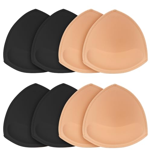 Nimiah BH Pads Einsätze 4 Paar, genäht Rand abnehmbare Brust Ersatz Polsterung für Badeanzug Sport Fits DE Cup 2 Hautfarbe 2 Schwarz von Nimiah