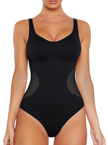 Nimiah Shapewear Damen – Nahtloser Miederbody mit Schultergurten, Figurformender Bodysuit als Bauchweg-Taillentrainer & Sculpting Unterwäsche M von Nimiah