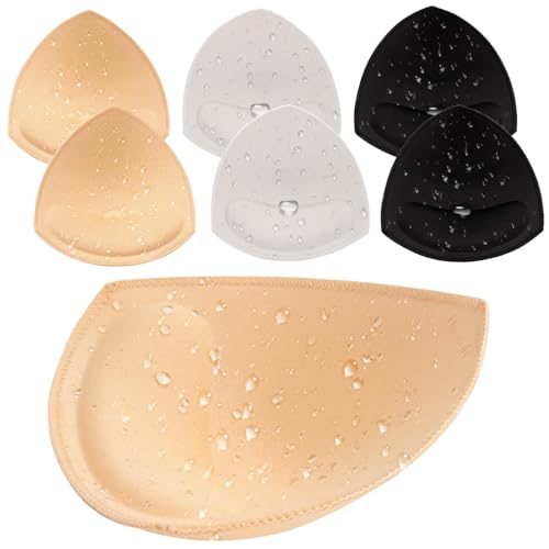 Nimiah Wasserdichter Badeanzug – BH mit herausnehmbaren Pads – 3 Paar Push-up-Polster für Bikini, 1 x Schwarz + 1 x Beige + 1 x Weiß, C-D von Nimiah