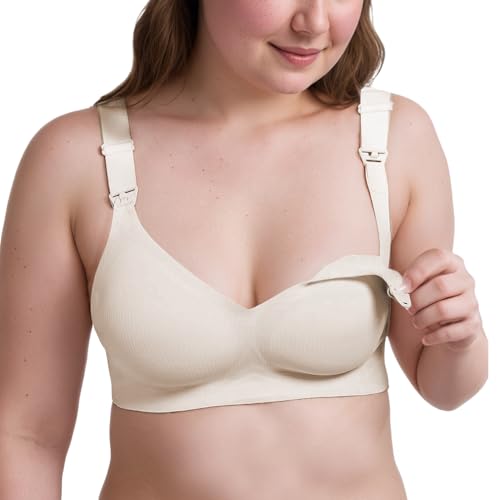Nimiah Weicher Nahtloser Still-BH ohne Bügel mit W-förmiger Schwerstütze – Atmungsaktiver Schwangerschafts-BH zum Schlafen & Stillen von Nimiah