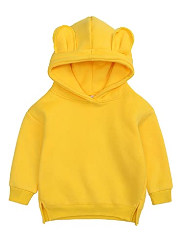 Nimiya Baby Kapuzenpullover Mädchen Hoodie Mit Bärenmuster Langarm Pullover Dicke Baumwolle Pullover Outdoor Freizeitanzug Gelb 80-92 von Nimiya
