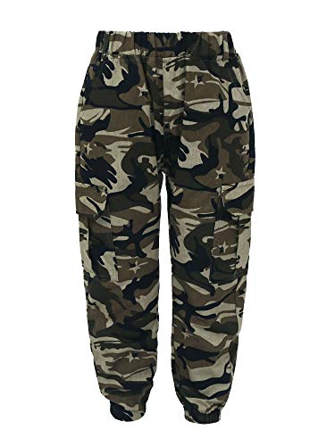 Nimiya Kinder Jungen Tarnhose Camouflage Arbeitshose Einfarbige Cargohose Sommerhose Sportanzug Tracksuit Freizeitanzug Gr. 98-164 A Camouflage 98-104 von Nimiya