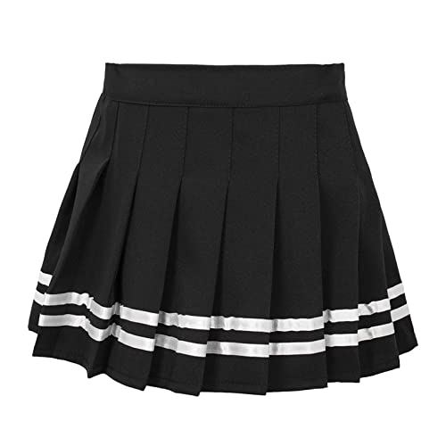 Nimiya Kinder Mädchen Karierter Rock A-Linie Überknie Faltenrock Mit Innenhose JK Uniformrock Schulmädchen Uniform Freizeitanzug Alltag Gr. 92-164 C Schwarz&Weiss 146-152 von Nimiya