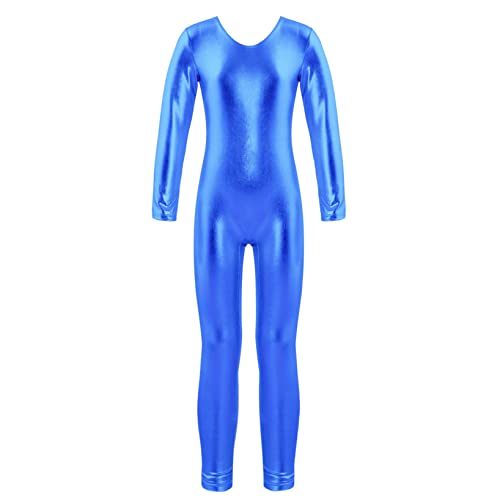 Nimiya Mädchen Tanz Bodysuit Kinder Ballett Trikot Overall Einteiler Ganzkörper Body Turnanzug Ganzkörperanzug Gymnastik Anzug Sport Yoga Training Royal Blau 116 von Nimiya