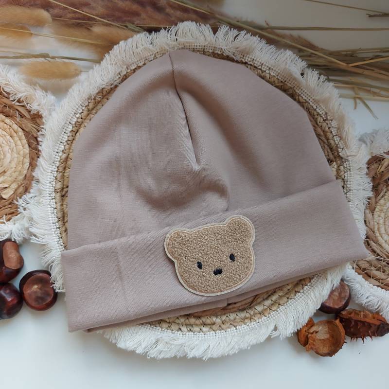 Mütze/ Beanie Dunkelbeige Mit Teddy von NimoKidswear