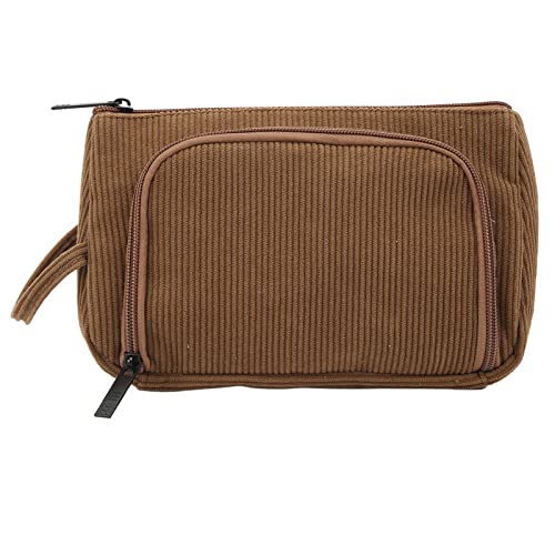 Nimomo Kosmetiktasche aus Cord, Großes Fassungsvermögen, Tragbare Reise-Make-up-Tasche Mit Reißverschluss, Kosmetiktaschen Für Frauen Und Mädchen(braun) von Nimomo