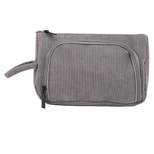 Kosmetiktasche aus Cord, Großes Fassungsvermögen, Tragbare Reise-Make-up-Tasche Mit Reißverschluss, Kosmetiktaschen Für Frauen Und Mädchen(grau) von Nimomo