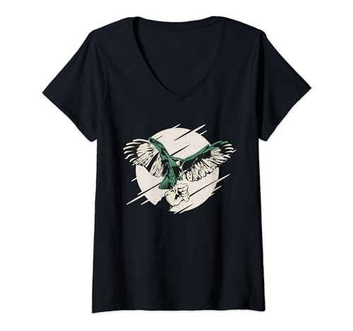Damen Falkner / Beizjagd - Falknerhandschuh Greifvogel T-Shirt mit V-Ausschnitt von Nimrod - Design für Jäger, Angler und Outdoor