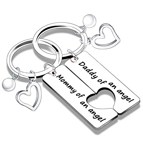 Gedenk-Schlüsselanhänger mit Aufschrift "Mommy & Daddy of an Angel", 2 Stück von Nimteve