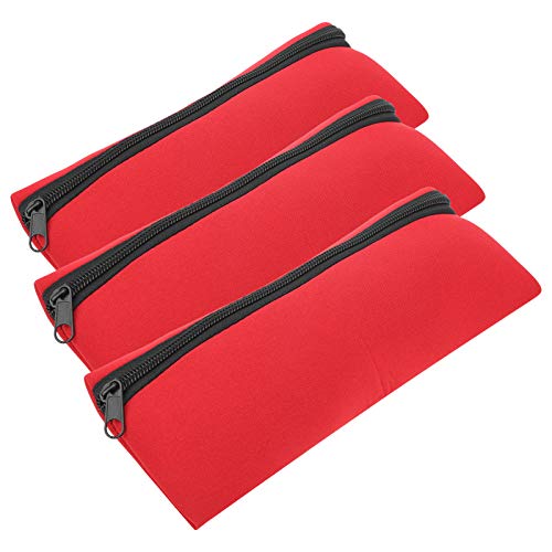 NinGYiYan Neopren hochwertige Multifunktionsstifthüllen mit großer Kapazität Reißverschluss Stiftbeutel tragbarer Schreibwarenorganisator (Rot) von NinGYiYan