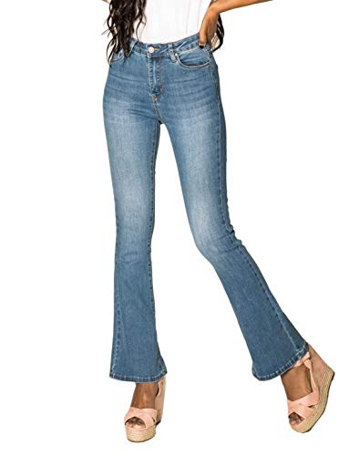 Nina Carter Art. P079 Damen Jeanshosen Flared High Waist (Blau (P079-5), L) von Nina Carter