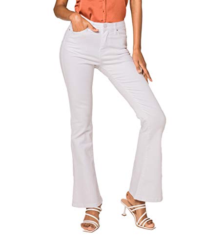 Nina Carter Art. P079 Damen Jeanshosen Flared High Waist (Weiß (P079-9), L) von Nina Carter