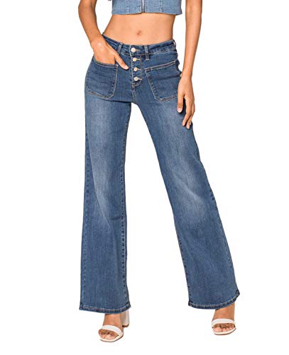 Nina Carter Art. P139 Damen Jeanshosen Flared Bootcut High Waist (Blau (P139-1), XXL) von Nina Carter