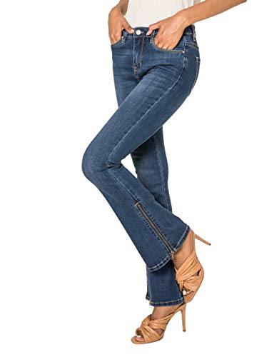 Nina Carter Art. P151 Damen Jeanshosen Flared Bootcut Zip Jeans (Blau (P151), L) von Nina Carter