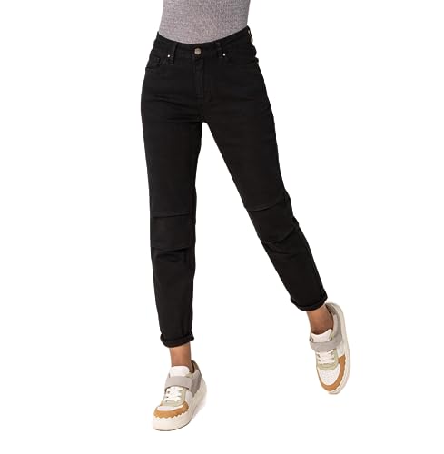 Nina Carter Damen Boyfriend Jeans High Waist MOM Jeans Parachute Style Used-Look Waschungseffekt, Schwarz (Q1892-8), L von Nina Carter