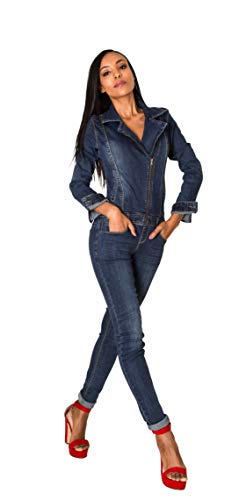 Nina Carter Damen Jeans Overall Art. S387 Jumpsuit Skinny Fit Denim-Overall (Dunkelblau, M) von Nina Carter