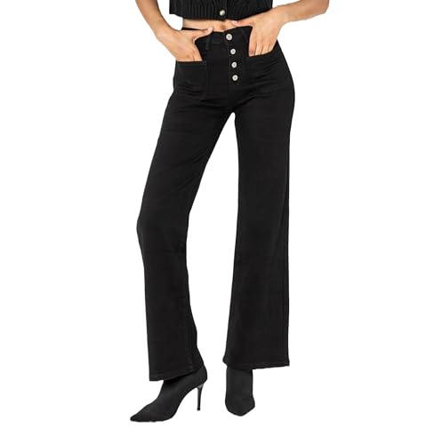 Nina Carter Damen Jeanshosen Flared Bootcut High Waist Jeans (Schwarz (P187-1), L, l) von Nina Carter