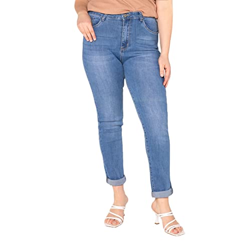 Nina Carter Damen Jeanshosen großen Größen Stretchjeans Plus Size Jeans Used-Look (Hellblau (P102-5), XXL) von Nina Carter