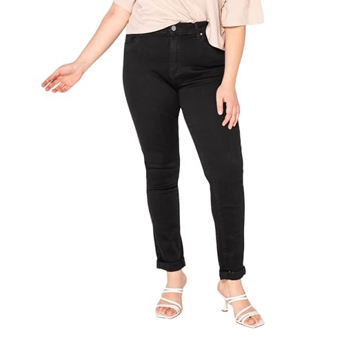 Nina Carter Damen Jeanshosen großen Größen Stretchjeans Plus Size Jeans Used-Look (Schwarz (P102-8), L) von Nina Carter