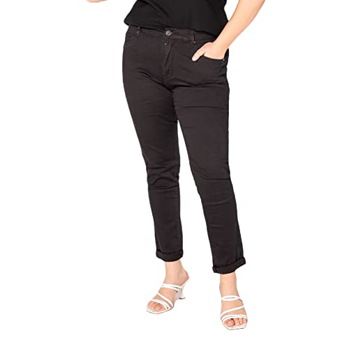 Nina Carter Damen Jeanshosen großen Größen Stretchjeans Plus Size Jeans Used-Look Denim Hose, Schwarz (P199-1), XL von Nina Carter