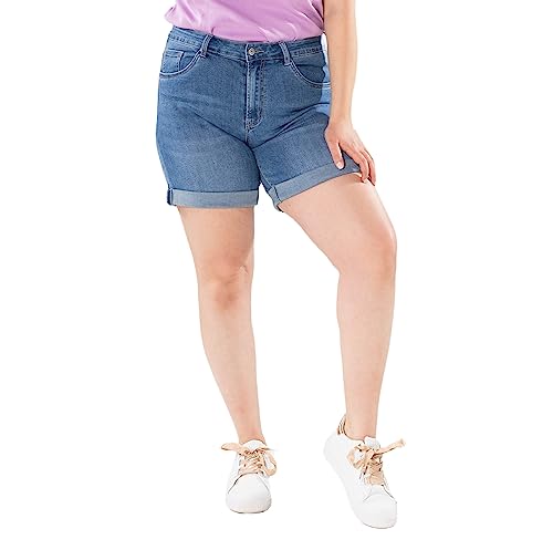 Nina Carter Damen Kurze Jeanshosen Große Größen HIGH Waist Jeans Sommer Hose Used-Look, Blau (P207-5), 40 von Nina Carter