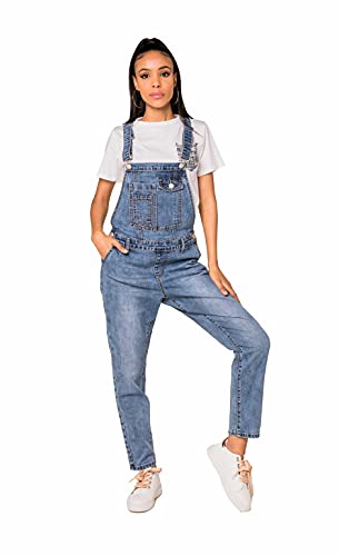 Nina Carter Damen Latzhose Jeasns Boyfriend Denim Overall Jumpsuit Used-Look Sommeroverall (Blau (S512), M) von Nina Carter