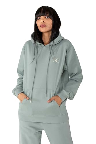 Nina Carter F020 Damen Hoodie mit Kapuze Weiches Fleece-Innenfutter Sportlicher Kapuzenpullover Casual Bequemes Sweatshirt (Gletscherblau (F20-135), L) von Nina Carter