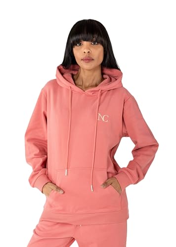Nina Carter F020 Damen Hoodie mit Kapuze Weiches Fleece-Innenfutter Sportlicher Kapuzenpullover Casual Bequemes Sweatshirt (Rosa (F20-16), S) von Nina Carter
