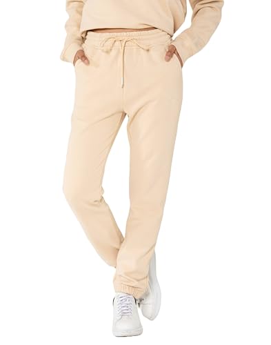 Nina Carter F021 Damen Jogginghose mit elastischem Bund High Waist, weichem Fleece-Innenfutter Bequeme Sweatpants Sporthose Freizeithosen (Creme (F021-74), S) von Nina Carter