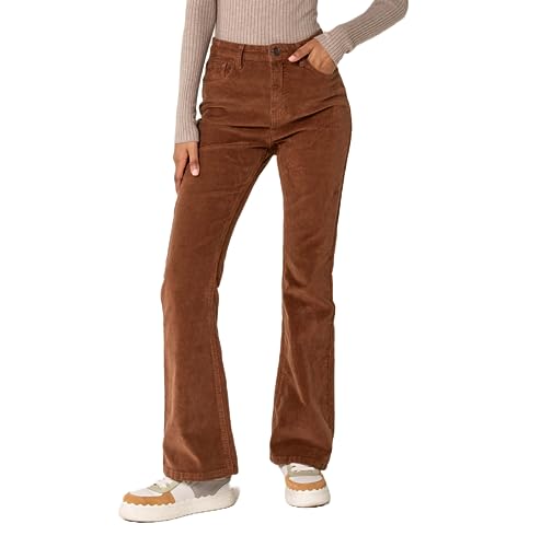 Nina Carter J221 Damen Hochtaillierte Bootcut Stretch-Cordhose aus Samtigem Kordel Vintage Schlaghose Cordjeans, Schokoladenbraun (J221-26), XL von Nina Carter