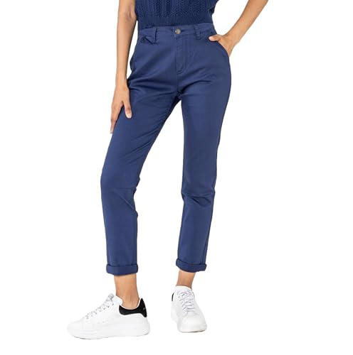 Nina Carter J250 Damen Chinohose Bequeme High Waist Slim Fit Stretch Baumwollhose Stilvolle Alltag Freizeit Hose (Blau (J250-3), XXL) von Nina Carter
