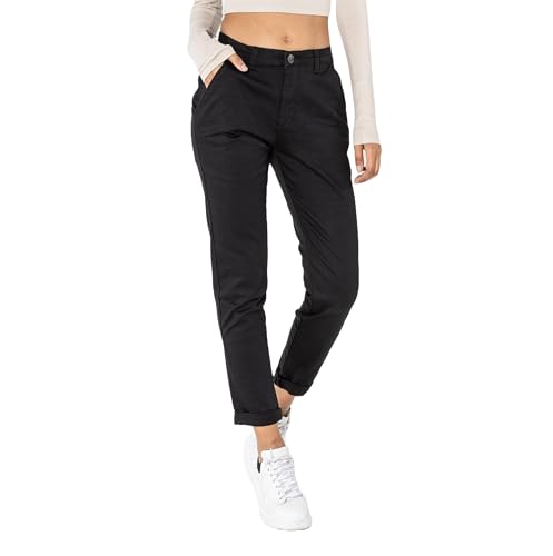 Nina Carter J250 Damen Chinohose Bequeme Mittlere Leibhöhe Slim Fit Stretch Baumwollhose – Stilvolle Alltag Freizeit Hose (Schwarz (J250-1), XL) von Nina Carter