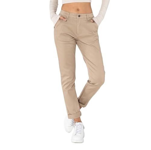 Nina Carter J250 Damen Chinohose Bequeme High Waist Slim Fit Stretch Baumwollhose Stilvolle Alltag Freizeit Hose (Taupe (J250-27), L) von Nina Carter