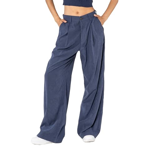 Nina Carter K901 Elegante Weite Damenhose – Fließende Palazzo-Hose Leichter Stoff breites Bein Saisonstart Hose (Blau (K901-3), XXL) von Nina Carter
